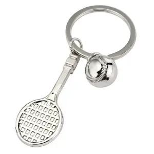 테니스 열쇠고리 금속 키체인 키링 라켓 공 액세서리 (WFK9FI9)