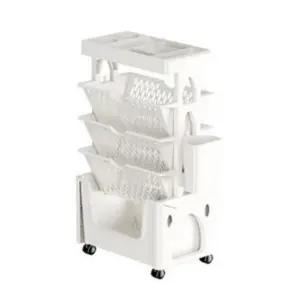 이동식 트롤리 책꽂이 다용도 서류 수납 선반 화이트