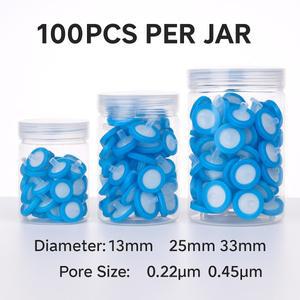 PES PVDF 나일론 MCE PP GF 기 필터 13 25 33mm 0.22um 멸균 실험실 샘플 준비 저단백 결합