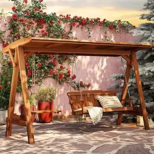 야외 스윙체어 트리오 나무 의자 그네 로들리 카페 브라운 정원용 흔들 펜션 원목