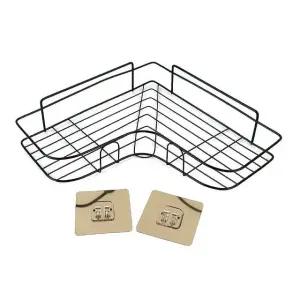 욕실 코너 수납 선반 블랙 색상 부착식 정리 (WFK9QBV)