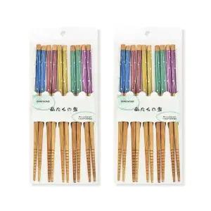 5P 젓가락 세트 일본식 2세트 도트 고급 대나무 (WFKAD45)