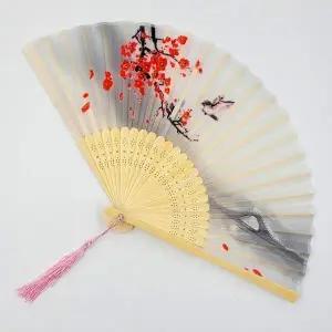 폴딩부채 일본 접이식 수채화부채(레드 매화) (WFKA027)