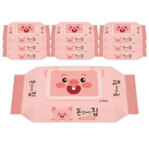 [돈잘버는집][돈잘버는집] 돈잘버는집 우리집 안심 물티슈 캡형 80매 10팩 (42931200)