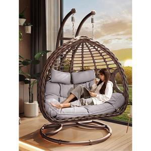 요즘 대세 라탄그네의자 2인용 인테리어 야외 감성 정원 흔들의자