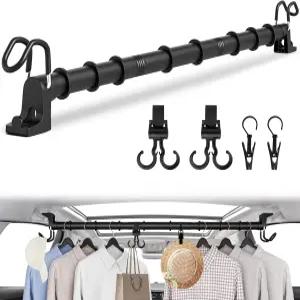 헤비 듀티 자동차 옷걸이 바 30-64인치 4Pc 추가 액세서리 업그레이드된 후크가 있는 자동차용 대부분의