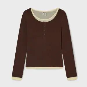 [후아유](의정부점)Layered Henry Neck Long Sleeve T-Shirt WHLAG2283F