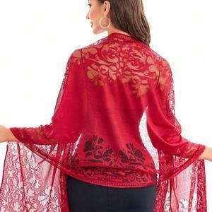 여성용 자수 레이스 베일 교회 술 긴 숄 할로우 아웃 무슬림 히잡 우아한 파티 스카프 맥시 랩