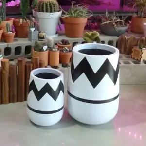 2개셋트 모던 시멘트 화분 긴원형 지그재그 31x51/23x35cm (WFKADS9)