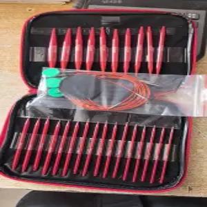 조립식대바늘세트 짧은 줄대바늘 뜨개질도구 레드 가방