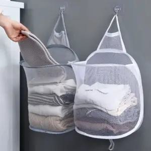 세탁바구니 원룸 신혼 빨래통 빨래 바구니 벽부착 화이트+매직후크1P (WFKAEV3)