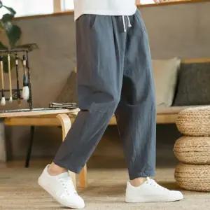 허리밴딩 남성바지 여름 와이드팬츠 와이드 배기핏 린넨 여름바지 핀턱 남성
