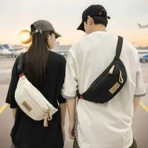 [하프클럽/]남학생 여학생 심플 캐주얼 슬링백 패치 백팩