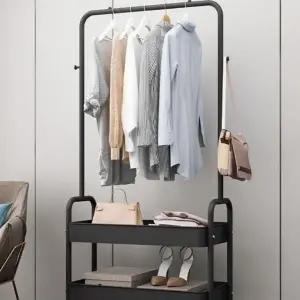 [하프클럽/]이동식 바스켓 수납 스틸 행거 옷걸이 1단 2단