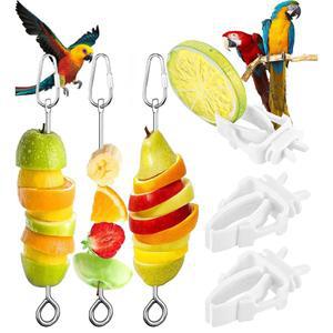 6 PCS 새 간식 꼬치 잉꼬 걸이 음식 홀더 스테인리스 채소 스틱 코카투 코카티엘 케이지 도구