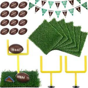 파인치어 25개 축구 파티 장식 테이블 중앙 키트 인조 잔디 매트 미니 볼 축구장 골포스트 DIY 스포츠를