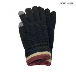 홀릭메이커 여자 겨울 스트라이프 니트장갑 HDM0014