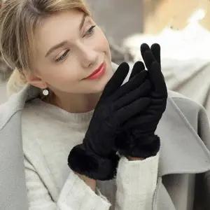 여성 겨울장갑 스웨이드 기모 털장갑 터치 방한장갑