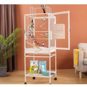 이동식 새장 케이지 화이트 앵무새 하우스 가정용 새 앵무새장 철장 대형 새집 스텐 둥지