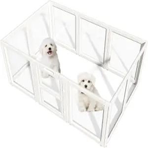 러브테일 투명 아크릴 개 놀이펜 실내 우리 강아지 토끼 고양이를 위한 조립 및 애완동물 튼튼하고