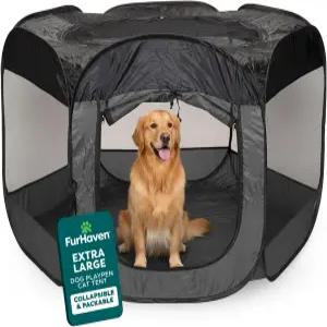 강아지와 고양이를 위한 퍼헤이븐 휴대용 애완동물 놀이펜 메쉬 측면이 있는 초대형 실내 고양이 소형견을