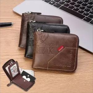 남성지갑 반지갑 빈티지 인조가죽 스티치 카드 지폐 동전수납