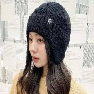 여성 니트 소프트 귀덮는 방한모자 울 겨울 비니