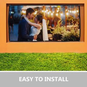 휴대용 접이식 프로젝터 스크린 폴리에스터 영화 커튼 커튼 실내외 대형 화이트