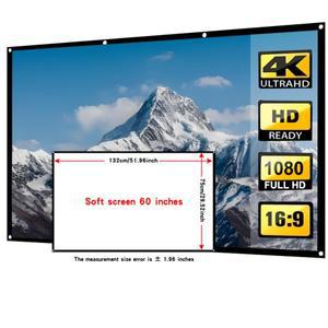 60인치 흰색 프로젝션 스크린. 고전 영화를 투사하는 데 사용되는 편리한 보관 접이식 소프트
