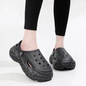 [하프클럽/]통굽 키높이 베스트 샌들 심플 슬리퍼250-255mm(블랙)