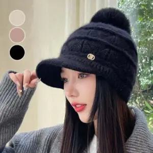 겨울 따뜻한 여성 골프 반짝이 니트 방한 방울 털모자