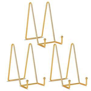 디컬러 6인치 3팩 골드 메탈 디스플레이 스탠드 플레이트 스탠드 플레이트 스탠드 플레이트 홀더 디스플레이 스탠드는 그림, 장식용 플레이트, 책, 사진 이젤, 예술 작품용 스탠드입니다
