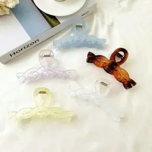 반투명 꽈배기 헤어 집게핀 여성 스타일링 악세서리 (WFKBOGR)