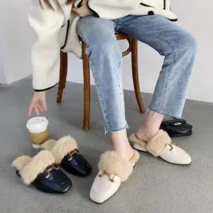 여성 뮬 털블로퍼 뮬슬리퍼 2컬러 토끼털 블로퍼 인조 (WFKBJPW)