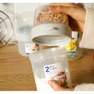 그릭 요거트 2단 분리통 병샐러드 오트밀 시리얼 도시락통 샐러드 휴대용 밀폐 용기