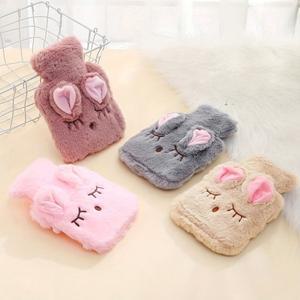 1개 겨울용 보온 가방 토끼 모양 핫 워터 니트 소프트 커버 손난로 추운 날씨 여행용