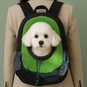 고품질 강아지 앞지퍼 통풍 메쉬 백팩 소형견 펫 반려동물 이동가방 (WFKBAKS)