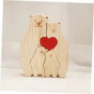 원목 곰가족 퍼즐 장식품 하트 포인트 인테리어 소품 거실 선반 디스플레이 가정 집들이 기념품