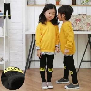 (상품선택 블랙5호)큐트 기모 레깅스 겨울 기모 바지 레깅스 유아 아동 아기 여 쫄