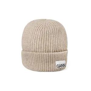 [가니] GANNI A5369 196 로고 패치 라이트 스트럭처드 비니