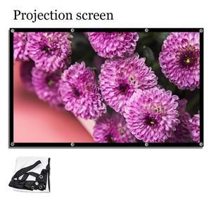 흰색 프로젝션 스크린 84인치. 설치가 간편하며 구멍을 뚫을 필요가 없으며 후크가 장착되어 있습니다. 접