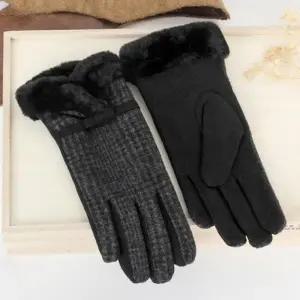(색상 블랙)여성 체크 정장 손장갑 겨울 기모 겨울 여자 따뜻한 여성 장갑 예쁜 니트 방한 스마트터치