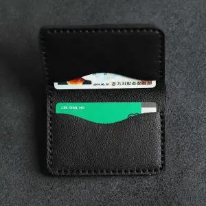 [하프클럽/]가죽 지폐수납 카드지갑 시크블랙