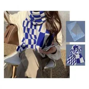 (색상 양면무지블루)블루시 리즈 여성 목도리 겨울 숄더 머플러 쁘띠 숏머플러 미니 남성 짧은 커플 부드러