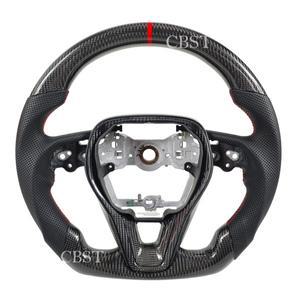 토요타 캠리 XV70 코롤라 E210 RAV4 XA50 - 스포츠 디자인 가죽 그립용 고광택 카본 파이버 스티어링 휠