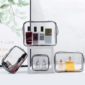 여행용 파우치 세면백 투명 문구 인쇄 블랙프레임 (WFKCQ8Q)