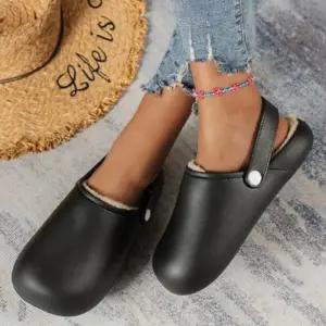 |CCS7D95|여성 둥근코 기모 슬리퍼 스트랩 클로그