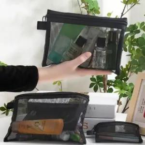 여행용 파우치 휴대용 검정 메쉬 (WFKCQDQ)