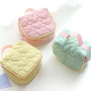 여행용 파우치 화장품 파스텔톤 하트 누빔 (WFKCQFR)