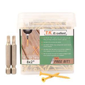 [미국배송] T.K. EXCELLENT 데크 나사 2인치 나무 #8 X 2 630개 방청 구조용 펜스 토크 드라이브 나사 T20 비트 2개 브릴리언트 옐로우 러스퍼트 코팅 방청 5파운드 박스